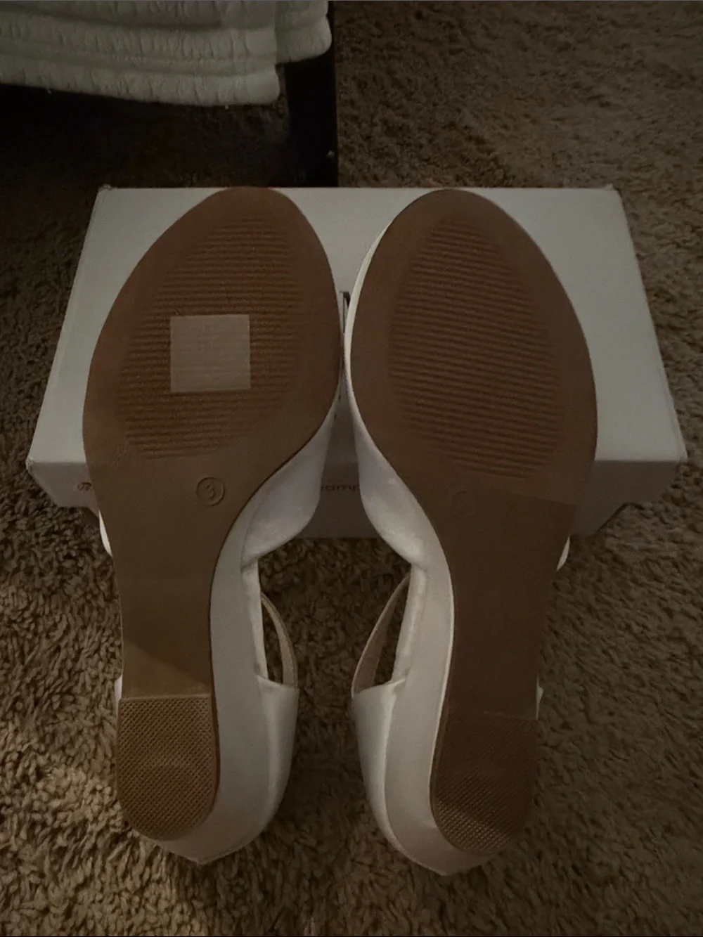 White Embellished Girls Ankle-Strap wedge dress shoe